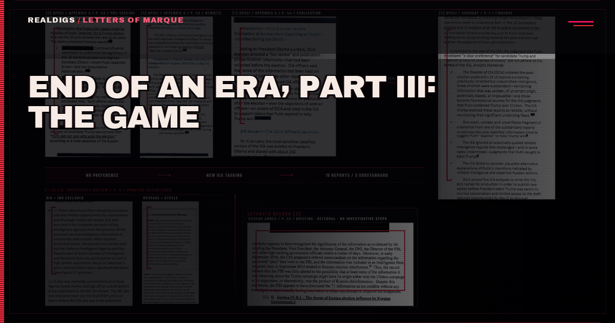End of an Era, Part III: The Game — title over the Assessment Was Rebuilt evidence graphic.