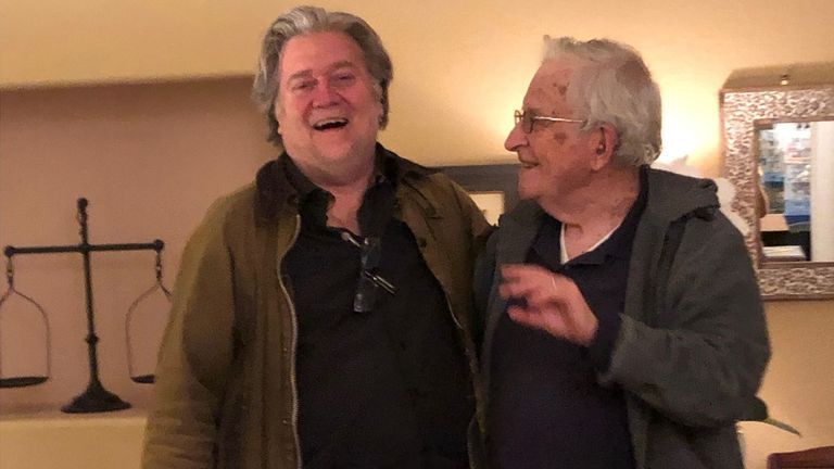 American professor Noam Chomsky and Steve Bannon. Pic: @OversightDems